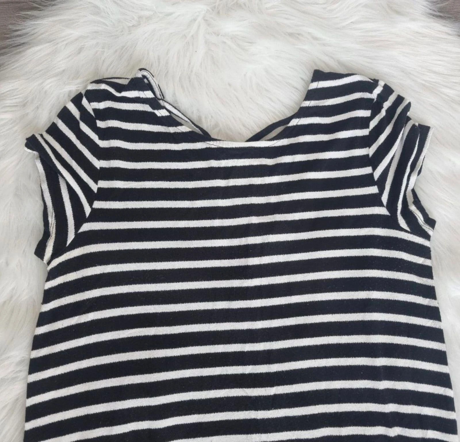 ONLY Robe d'été rayée noir/blanc avec dos à bretelles (Taille M) – photo 3
